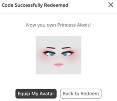 Robl0x | Princess Alexis Face Fairytale Queen Celebrity Series 8 – RARE Toy Code