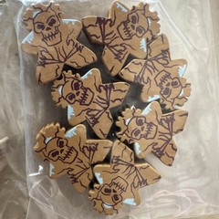 Wood Meeples Figures 49 Total : Yeti, Skeleton, Human, Minotaur, Beast More