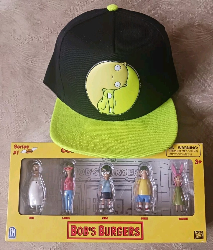LOT BOB’S BURGERS KUCHI KOPI PACK COLLECTIBLE MINI FIGURE BASEBALL HAT CAP OF