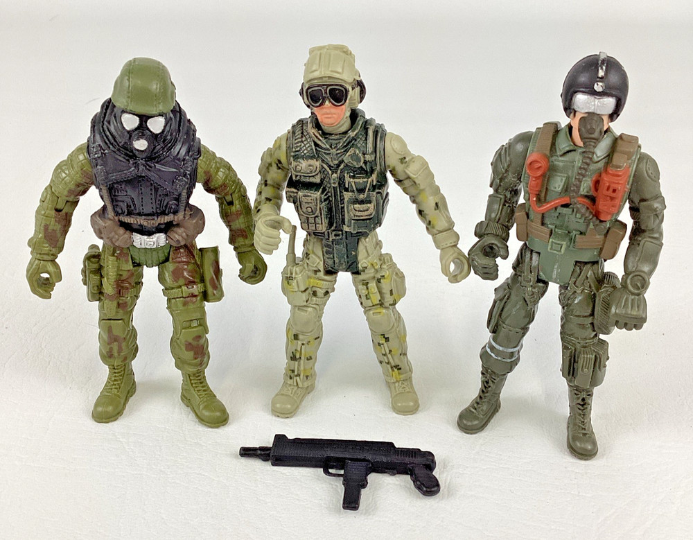Military Action Adventure 4″ Figure Bundle Lot Soldier Force Corps Combat Pilot