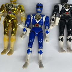 Vintage Bandai MMPR 8in Power Rangers Figures Lot Yellow Blue Black Pink