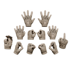 1/12 Scale Hands: Leather Gloved-Fingerless (Multiple Color Options)