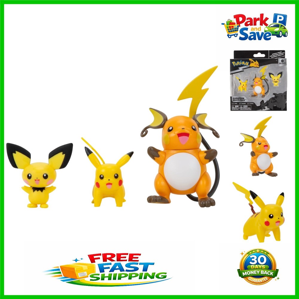 Select Evolution Pokémon 3 Pack: Pichu, Pikachu & Raichu Battle Figures