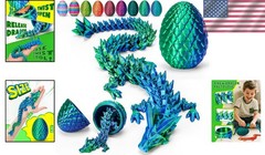 12″ 3D Printed Dragon Egg with Articulated Crystal Toy – Perfect Easter Gift!