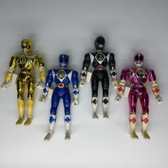 Vintage Bandai MMPR 8in Power Rangers Figures Lot Yellow Blue Black Pink