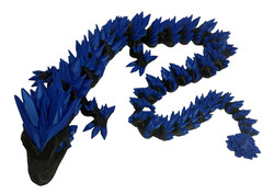 3D Printed Crystal Dragon -PLA- Black and Blue – 2 Ft Long – Articulated dragon