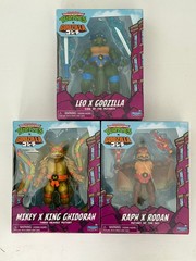 Teenage Mutant Mutant Ninja Turtles TMNT x Godzilla Leo/Raph/Mikey SET OF 3!