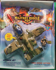 MILITARY MUSCLE Attack Jet man w/smile -San Francisco Toymakers, vibra sonic