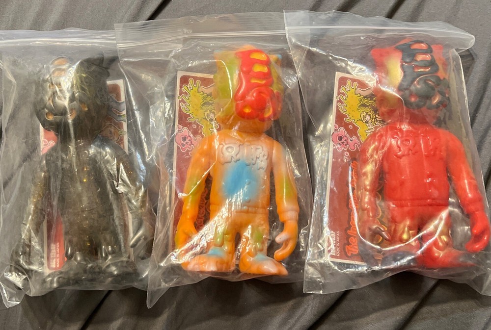 Real Head X POPSODA sofubi vinyl kaiju Lulubell Toys Lot Of 3