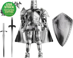 T13 Medieval Knight Action Figure 3D Printed Articulated Model Kit Silver