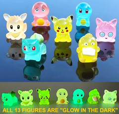 Miniature Resin Pokemon Figures – Set of 13 – Glow in Dark – by BANDAI – NEW