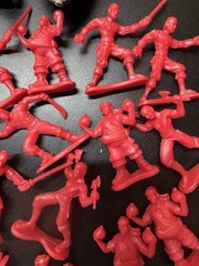 Plastic Pirate Men Figures Group of 32 Pieces Boat Cannons TNT Chest