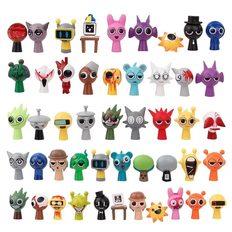 48Pcs 3cm Mini Sprunki Action Figure Cartoon Model Doll Figurines Kids Gift Set