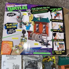 Teenage Mutant Ninja Turtles TMNT Fire Escape Free Fall Parts Still Straped Down