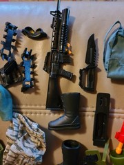 Vintage GI JOE Accessories Lot Boots, Jungle, Goggle, Knives, Guns, Etc