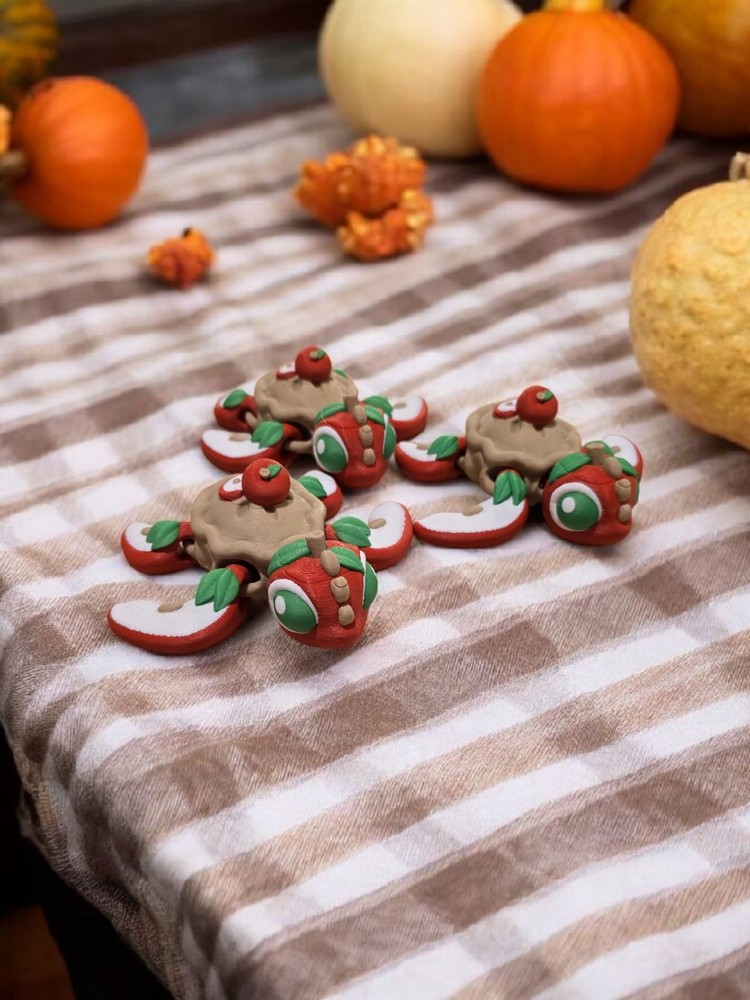Apple Pie Turtle | 3D Printed Full Color Articulated Felxi Fidget Toy