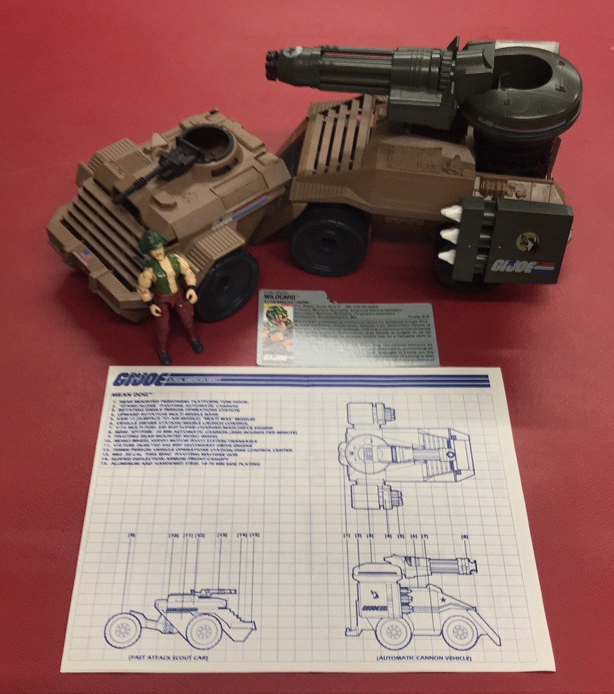GI Joe 1988 100% Complete Mean Dog Vehicle W/ Figure, Card, Blue Print Manual!