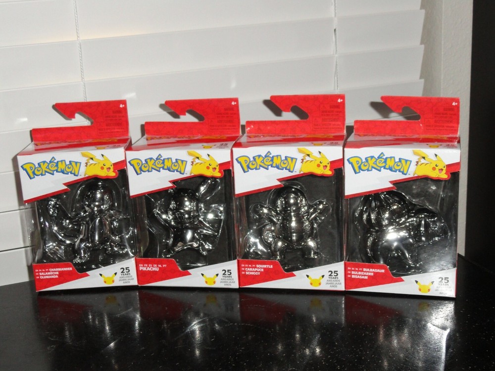 POKEMON 25 YEARS SERIES 1 SILVER STARTER 3” FIGURES LOT OF 4