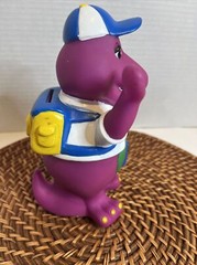 Vintage 1992 Lyons Group Barney Purple Dinosaur Coin Piggy Bank Back to School