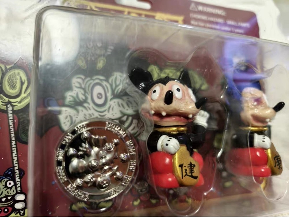 Diemouse×Big Lucky KAIJU Micky Mouse Health Black Red Silvery Set Sofubi Figure