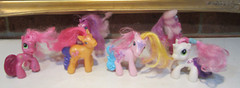 Hasbro My Little Pony Lot of Six (6) Ponies with Molded Tails Brushable Manes