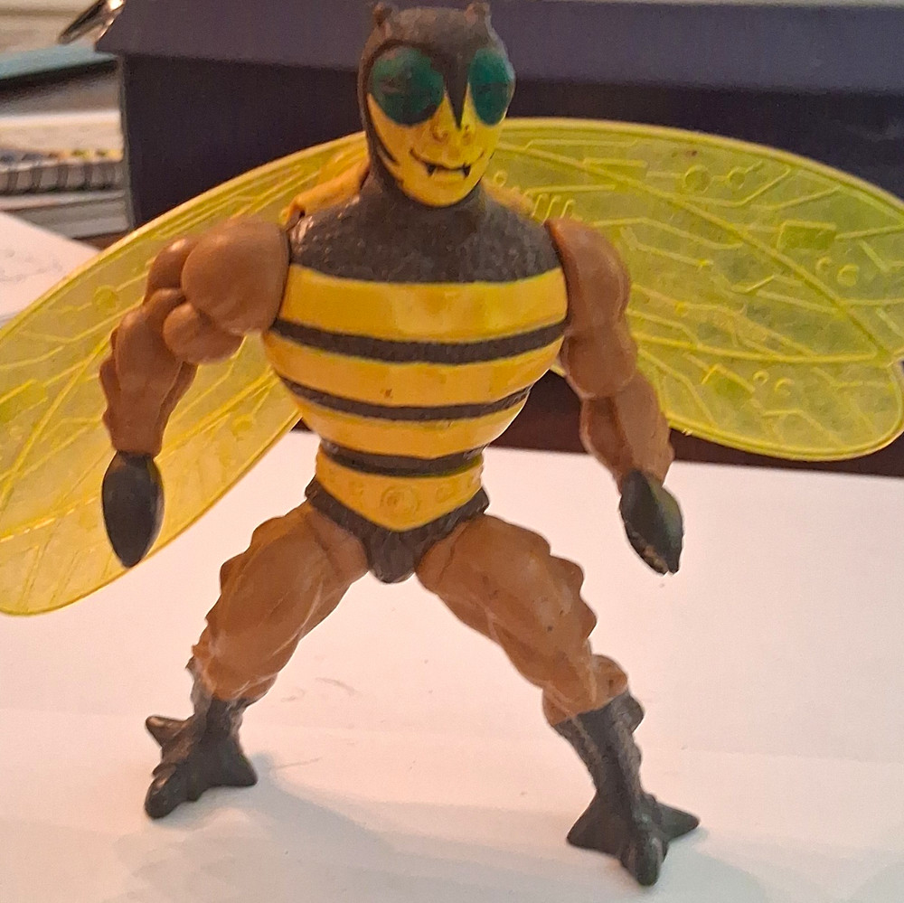 Bee Action Figure Plastic Translucent Wings Yellow Black Brown