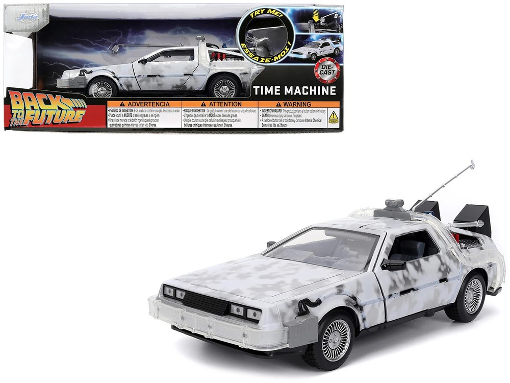 DMC DeLorean Time Machine Brushed Metal (Frost Version) with Lights “Back to the