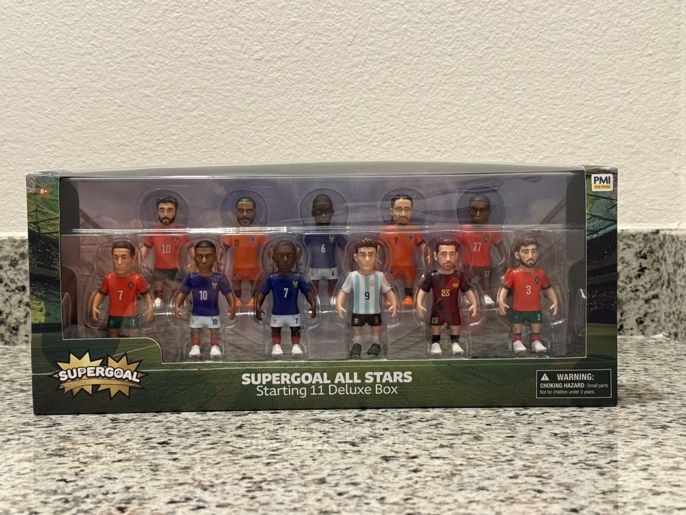 Supergoal All Stars Starting 11 Deluxe Box Soccer Figure Set, 11 Plastic, 8+