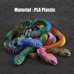 24″ 3D Printed Animals Snake Viper Snake Flexible Snake Fidget Toys Desk Decor