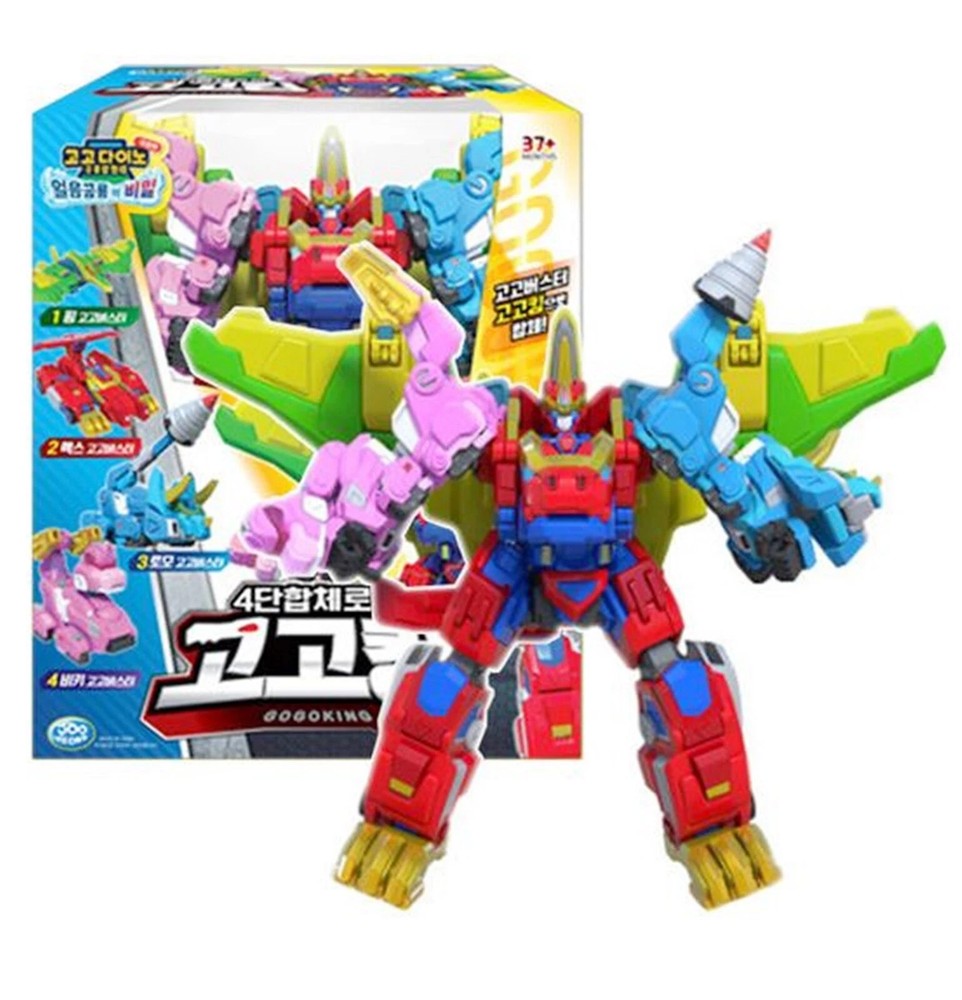 Gogo Dino Gogoking 4 Robots Combined Dinosaur Transformer Robot Toy Brand New