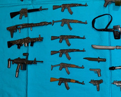 vintage RAMBO WEAPONS PARTS LOT #40 guns sword ammo belt holsters FREE SHIP