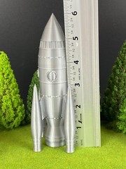 1950s Style Spaceship 6″ Tall – 3D Printed HO Scale, Steel Appearance BRAND NEW