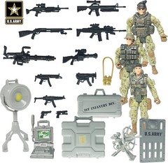 United States Army Recon Platoon Playset with 3 Military Action Figures