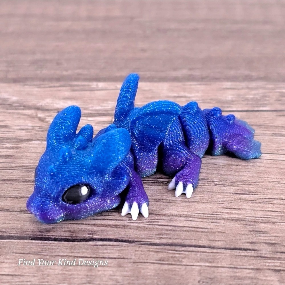 Dragon Hatchling – Choose Color – 3D Printed Flexi Fidget Desk Pet