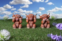Nemesis Now Three Wise Highland Cows, Brown, 9.6cm
