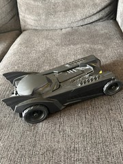 Batmans Batmobile DC Comics Plastic 15” Long X 7” Wide X 5” Tall. Holds 11” Fig.