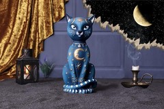 Nemesis Now Celestial Kitty 26cm, Resin, Blue, Celestial Cat Figurine, Kitty Fig