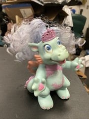 Vintage 1993 My Magic Kissing Dragon Cheery Squishy Rubber LGTI Purple Teal