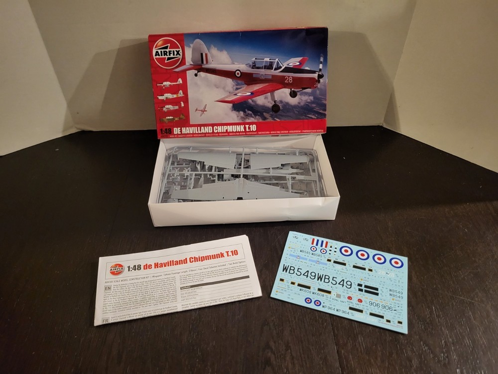 De Havilland Chipmunk T.10 1:48 Scale AIR FIX Model Kit NEW MIB Unbuilt Set
