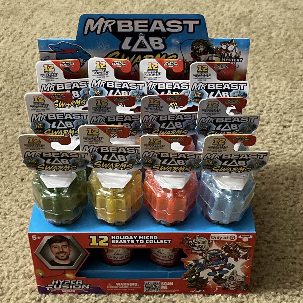 MR BEAST LAB SWARMS HOLIDAY FULL BOX OF 12 TEST TUBES MICRO BEASTS NEW RARE SET!