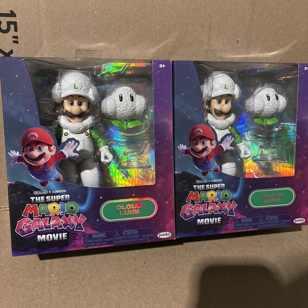 2x Super Mario Galaxy Movie Cloud Luigi Jakks Figure Brand New In Box RARE VHTF