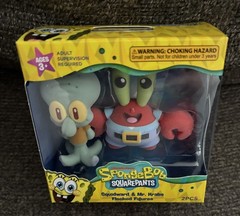 Nickelodeon SpongeBob SquarePants Flocked Figures Squidward Mr. Krabs Set 02 NIB