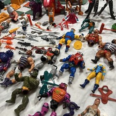 MOTU He Man Huge Lot Gray Skull Castle Weapons 18 Figures Mantisaur Stridor
