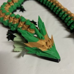 3D Printed Full Articulated Dragon Green Gold Fidget Toys Home Office Decor 24 “