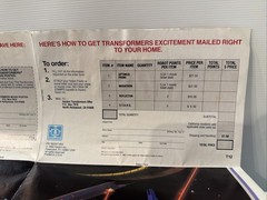 1986 Vintage Transformers The Movie G1 STARS Mailaway Poster Order Form