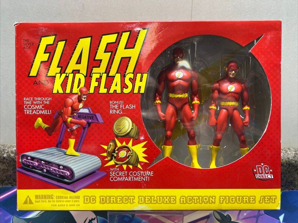 DC Direct Flash & Kid Flash Deluxe Action Figure boxed set w/ treadmill/ring