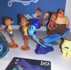 Disney Luca Figure Set of 10 with 2 Stickers and 2 rings Fun Characters