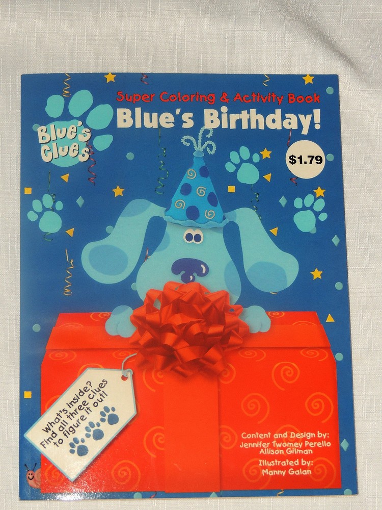 BLUE’S CLUES SUPER COLORING & ACTIVITY BOOK , BLUES BIRTHDAY , FROM 1998,