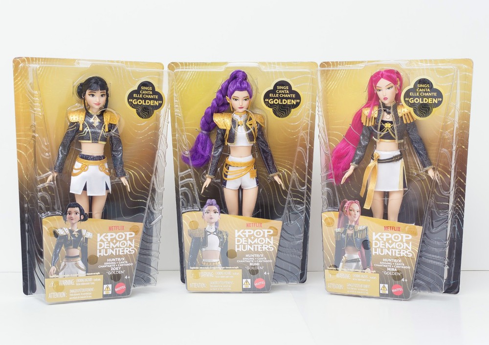 K-Pop Demon Hunters HUNTR/X Rumi Zoey Mira Singing Dolls Golden Set IN-HAND Kpop