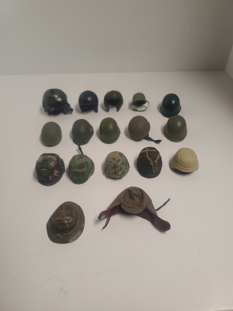 1/6 Scale Military Helmet Cap Hat Cover Plastic Fabric Large Lot of 17